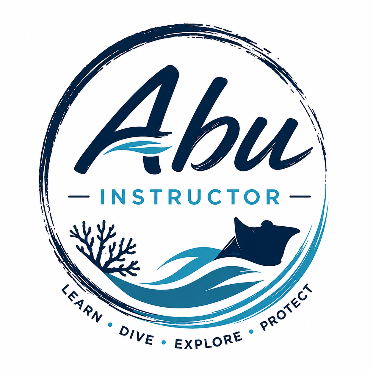 Instructor ABU logo: Learn, Dive, Explore, Protect