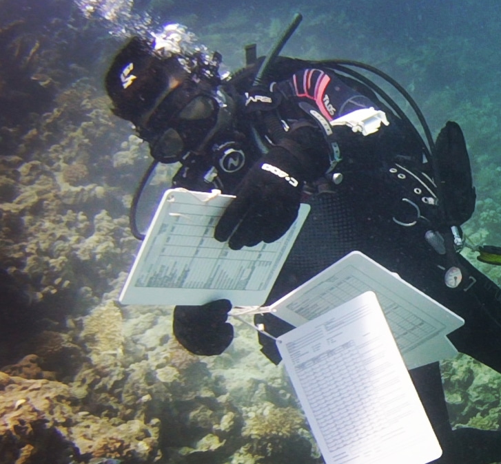 Instructor ABU underwater holding observation and survey slates